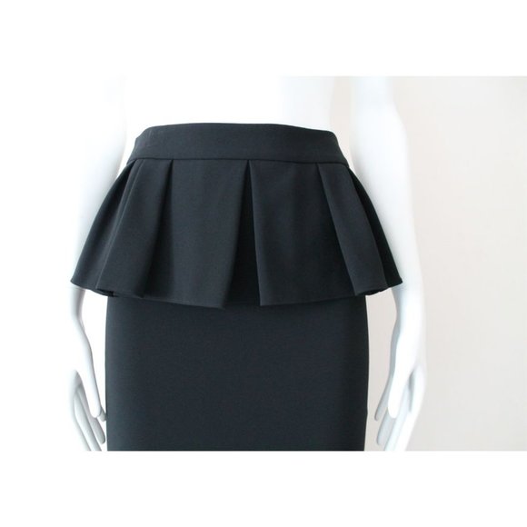 Moschino Black Pencil Peplum Skirt Size US 4/ IT 38 Ruffle - Picture 2 of 8
